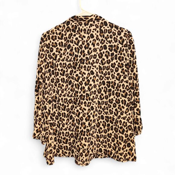 A Love Story Leopard Print Tie-Neck Blouse | Women’s XL | Long Sleeve, Polyester - Picture 2 of 9